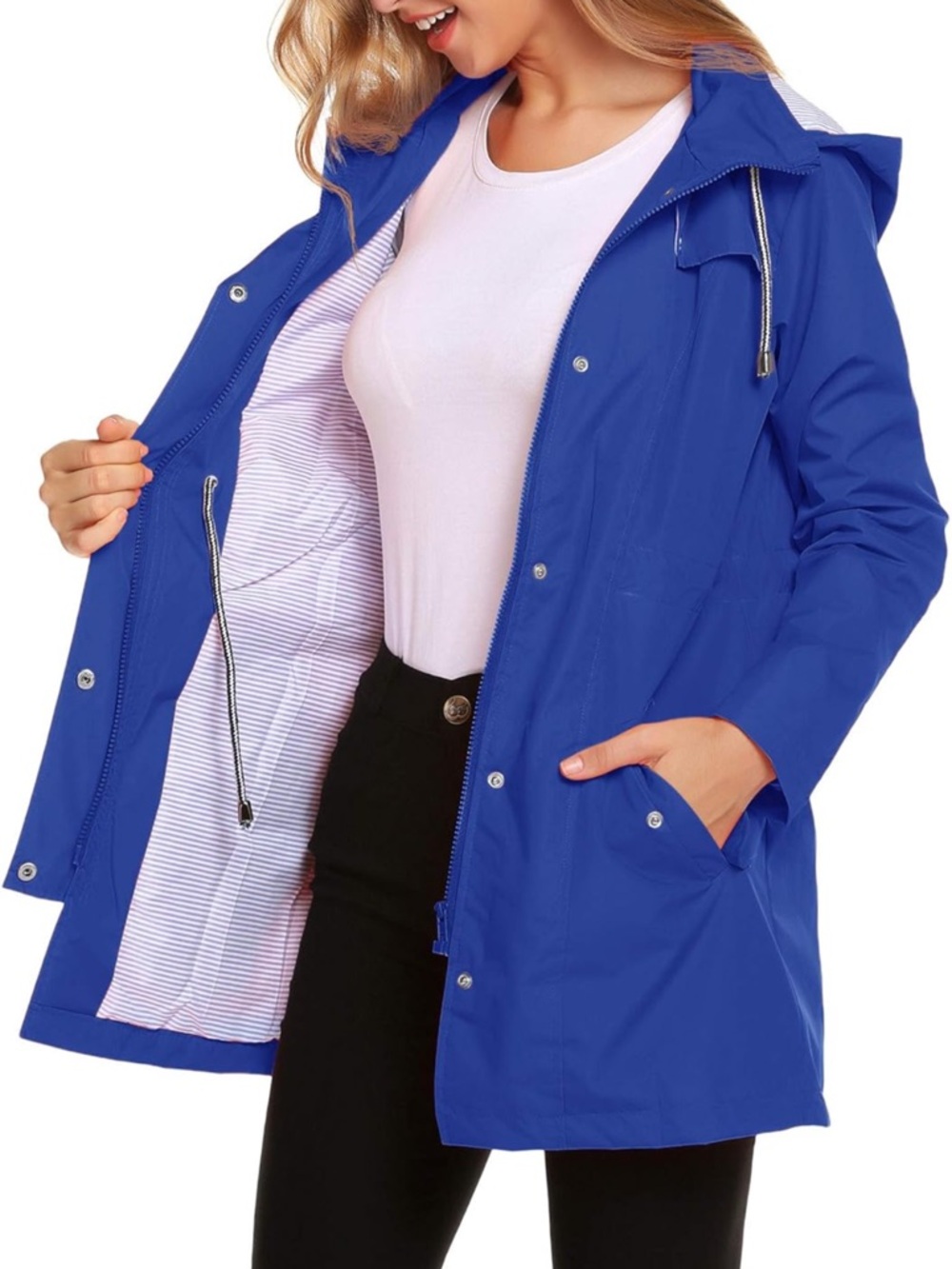 ZHENWEI Womens Lightweight Hooded Waterproof Active Outdoor Rain Jacket Size M - Picture 2 of 10